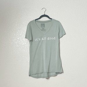 Modern Lux "It's All Good" Green V-Neck Short-Sleeve Tee (X-Small)
